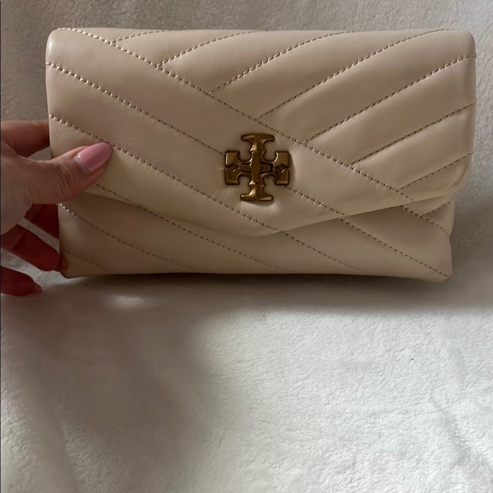 Tory Burch Quilted Beige Clutch